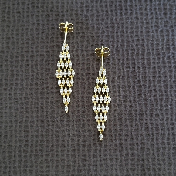 Rachel Zoe Gold💛 Diamond♦️ Shaped Flapper💃 Style Earrings - NIB - Picture 3 of 16